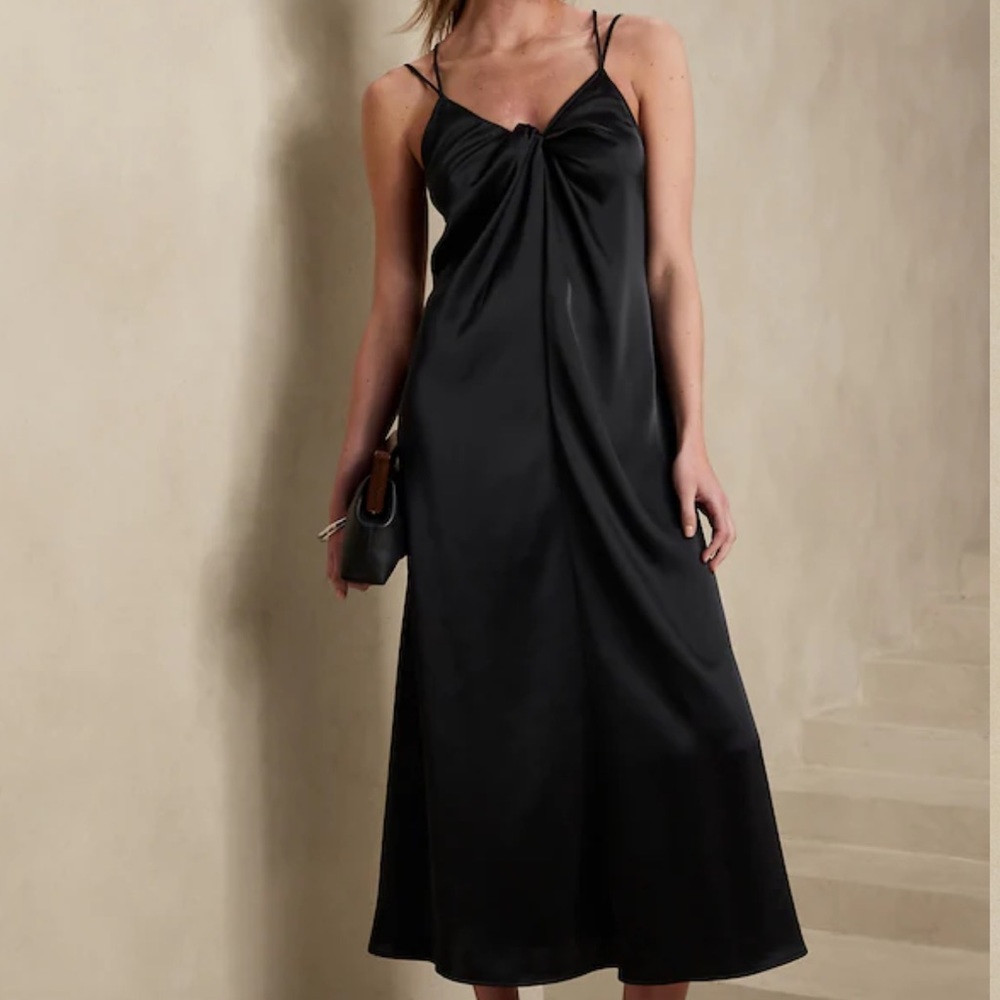 Elegant Black Satin Dress